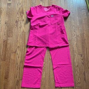 Figs Magenta Scrubs Set (Top and Straight Leg Pants) Women’s Sz XS
